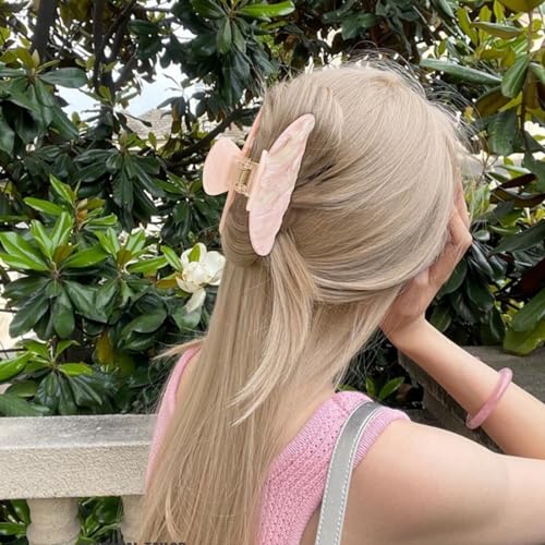 2 Pcs Hair Claw Clips for Women Non-slip Clip Large Claws Hair Accessories | Acrylic Claw Clips, Thick Thin Hair, Ideal Gift - color: White and Pink