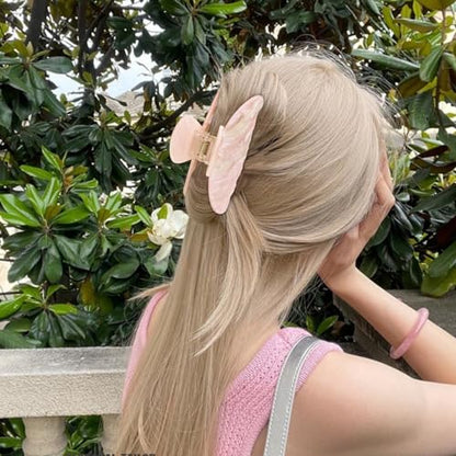 2 Pcs Hair Claw Clips for Women Non-slip Clip Large Claws Hair Accessories | Acrylic Claw Clips, Thick Thin Hair, Ideal Gift - color: White and Pink