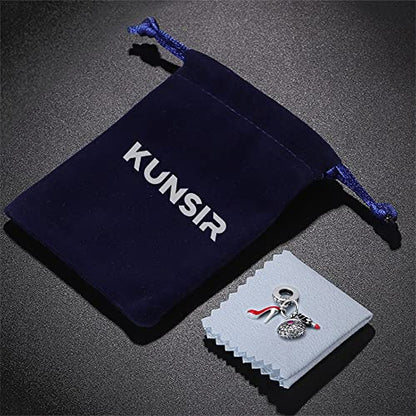 KUNSIR Charms Beads fits Pandora Charm bracelets for Woman 925 Sterling Silver Dangle Pendant Bead Jewelry Beads Gifts Happy Birthday Charms for Women Bracelet&Necklace - style: Charm High Heels, Handbag, Lipstick