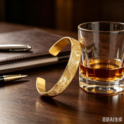 12mm/14mm Width 14K Gold Plated Bangle Bracelet for Women Men - color: Yellow-Style 1