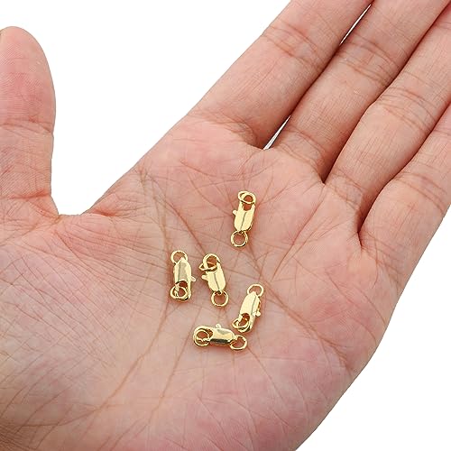 Lobster Clasps for Jewelry Making, 18k Gold Bracelet Clasps and Closures | 5Pcs Jewelry Clasp, Necklace Clasp, Lobster Claw Clasps with Jump Rings for DIY Necklace Bracelets 10mmx4mm - color: Gold