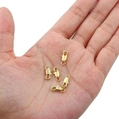 Lobster Clasps for Jewelry Making, 18k Gold Bracelet Clasps and Closures | 5Pcs Jewelry Clasp, Necklace Clasp, Lobster Claw Clasps with Jump Rings for DIY Necklace Bracelets 10mmx4mm - color: Gold