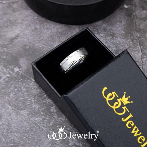 555Jewelry 4mm Sandblast Stainless Steel CZ Wedding Band Ring for Women & Men - color: Silver Style 7