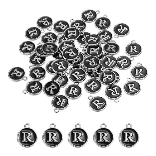 MECCANIXITY Alphabet Enamel Letter Charm Jewelry Charm Pendant for Jewelry Making, Bracelet, Craft - style: R