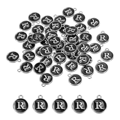 MECCANIXITY Alphabet Enamel Letter Charm Jewelry Charm Pendant for Jewelry Making, Bracelet, Craft - style: R
