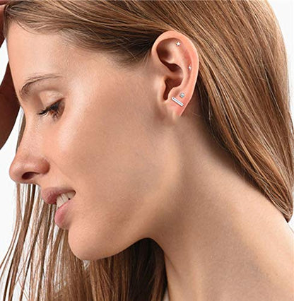 Staligue 18 Pairs Flat Back Earrings Set –Hypoallergenic 20G Surgical Steel | 18 Pairs Flat Back Earrings, 20G 0.8mm Surgical Steel Studs, Hypoallergenic Nickel Free, Cartilage Lobe Piercing Jewelry - color: Argent, size: 18 Sets