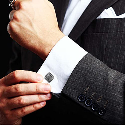 LeCalla 925 Sterling Silver Cufflinks for Men | Cubic Zirconia Square Cuff Links Gifts for Men, Husband | Shirt Cufflinks for Groom - style: White CZ Cufflinks