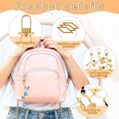 Wurosi 25Set Paperclip Keychain Making Kit with Gift Bags & Thank You Cards | Includes Keychain Clips, Extender Chains and Packaging Supplies, Perfect DIY Purse Handbag Key Chain Accessories Gift - color: 25 Set Gold Keychain Kit