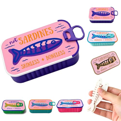 Sardines Travel Jewelry Case, Sardine Tin Jewelry Box, 3d Printed Sardine Tin Like Jewelry Case, with Fish-Shaped Holders for Rings, Earrings and Charms, Portable Earring Organizer (Multicolor F) - color: Multicolor F