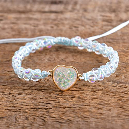 YGLINE Stone Bead Yoga Meditation Bracelet Healing Crystal Double Layer Natural Gemstone Beaded Relax Anxiety Bracelets for Women Men - color: white