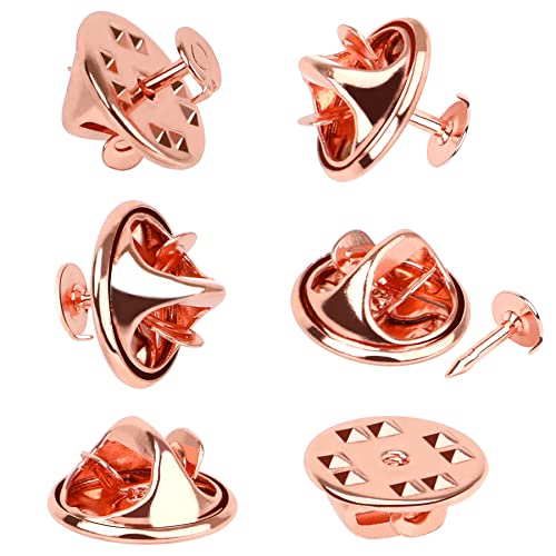 JANYUN 120 Pairs Butterfly Clutch Tie Tacks Pin Back Metal Locking | Rose Gold,Metal Holder Clasp Lock Backings,Replacement with 8mm Length 4mm Width Blank Pin for Brooch Lapel Enamel Craft Mak - color: Rose Gold, size: 4mm