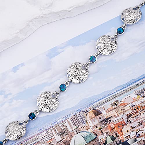 Beach Anklet Bracelet for Women Silver Plated Adjustable Abalone Shell Sea Turtle Dolphin Starfish Sand Dollar Ocean Ankle Bracelet for Women Summer Beach Jewelry - color: Sand Dollar