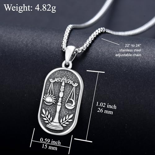 SIMONLY Zodiac Necklace 925 Sterling Silver Constellation Necklace Zodiac Sign Necklaces Horoscope Jewelry Christmas Birthday Astrology Gifts for Women Men Unisex - style: Libra