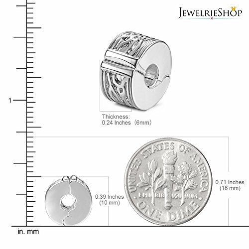 JewelrieShop Clip Spacer Charm for Bracelet Clip Lock Stopper Bead Spacer European Openable Beads 2pcs - color: #03S x 2 Pieces