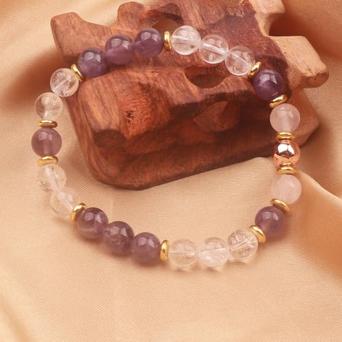 KSQS Healing Stone Bead Bracelet for Women, Natural Gemstones Balance Protection Bracelet, Spiritual Crystal Beads Bracelet Anxiety Relief with Meaning Card - color: Just Breathe
