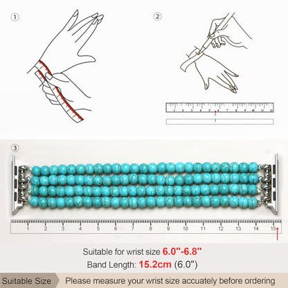 Newlibery Natural Stone Bracelet Beaded-Bands Women Compatible with Apple Watch 38mm 40mm 41mm 42mm (S10/11) Feminine Cute Handmade Stretch Strap for iWatch Series 11/10/9/8/7/6/5/4/3/2/1 SE 3/2/1 - color: B1 Matt Green Turquoise, size: 38/40/41/42mm(s10/