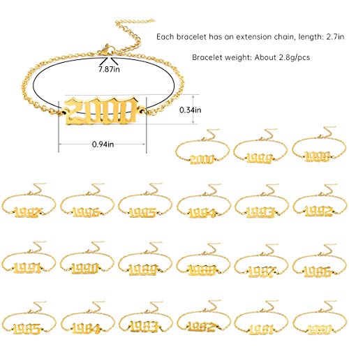 CSIYANJRY99 Birth Year Ankle Bracelets for Women14K Gold Plated Birth Year Number Anklets Adjustable Chain Beach Foot Ankle Bracelets for Women Birthday - style: 1999