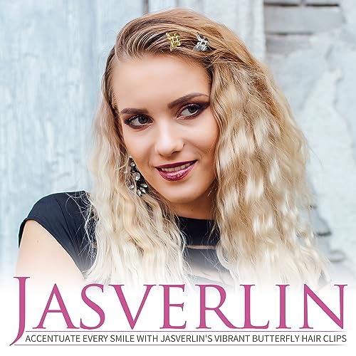 JASVERLIN Mini Butterfly Hair Clips 50pcs - Non-Slip Metallic Silver Gold Hair Claws Clip Y2K 90s 2000s Small Tiny Cute Accessories Organizer for Women Girls (Silver & Gold) - color: Silver & Gold