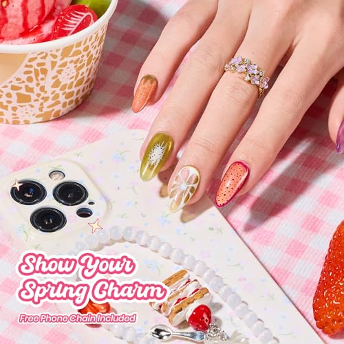 Beetles Fruit Magnet Cat Eye Gel Nail Polish Set, 6 Colors Glass Cat Eye | Glitter Gel Polish Kit Pink Purple Blue Yellow Green Magnetic Shine Soak Off UV Salon DIY Manicure Gift for Women - color: 0-0-0-Fruit Magnet
