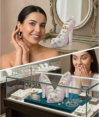 Jewelry Display Stand, Earring Necklace Ring Holder, Model Dress High heeled Shoes Earring Necklace Ring Jewelry Holder Stand Display (Purple) - color: Purple