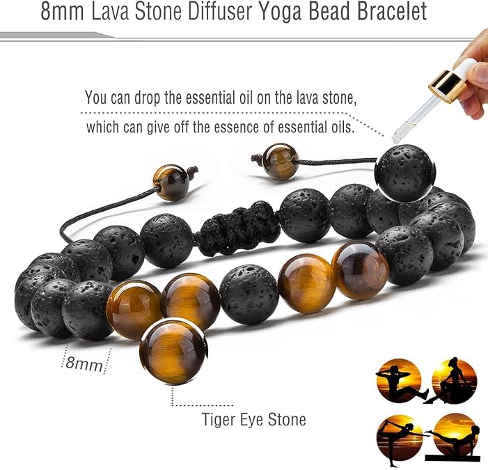 Triple Protection Bracelet & Healing Crystals Tiger Eye Beads Bracelet for Men Women, Natural Stone Bracelets for Men - style: Tiger Eye Bracelets - 2 Packs