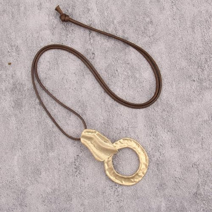Bohemian Necklaces for Women Long Leather Necklace with Large Pendant Chunky Boho Hippie Jewelry Pendant Chocker Necklace - style: Bohemian Necklace