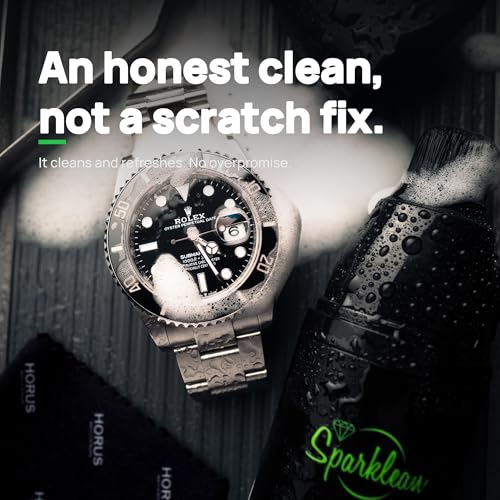 Sparklean SparkBrush Watch Cleaner - Pre-Filled Brush Kit, 200+ Cleans | Press, brush, rinse - pH-balanced ammonia-free formula safe on steel, gold, ceramic and vintage watches