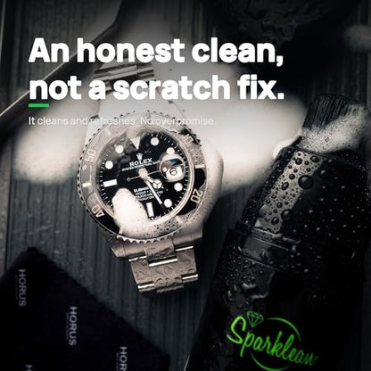 Sparklean SparkBrush Watch Cleaner - Pre-Filled Brush Kit, 200+ Cleans | Press, brush, rinse - pH-balanced ammonia-free formula safe on steel, gold, ceramic and vintage watches