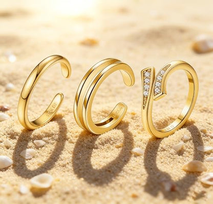 3Pcs Gold Toe Rings for Women,Trendy CZ Flower Toe Rings Silver Open Adjustable Band Ring Summer Foot Jewelry Accessories - color: cz