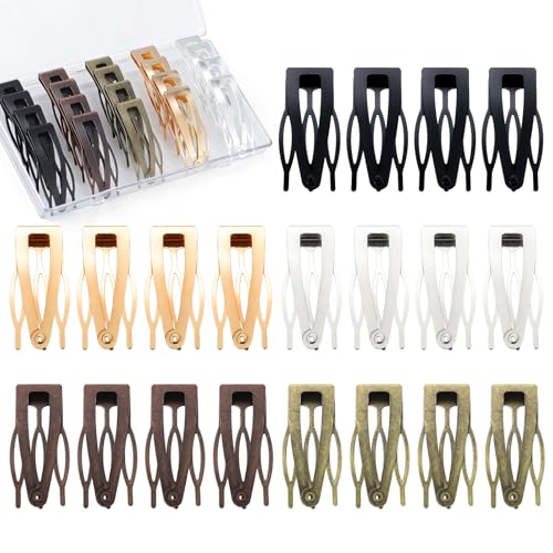 obeoby 20Pcs Metal Snap Hair Clips for Women Girls, 2In Small Barrettes | 5 Matte Colors with Storage Box, Double-grip Flat Hair Pins for Styling Short Thin Thick Accessories Gifts Wedding Birthday - color: 5 Matte Colors