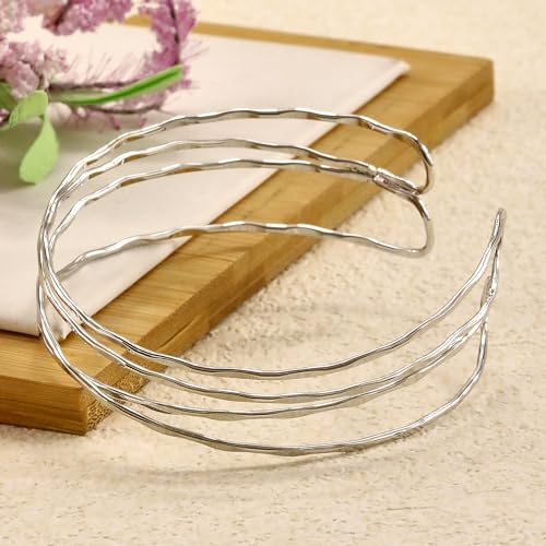 Todenb Upper Arm Cuff for Women Minimalist Adjustable Arm Band Gold Silver Arm Cuff Multi-Layer Arm Bracelet Upper Arm Jewelry - color: Silver Double Cross