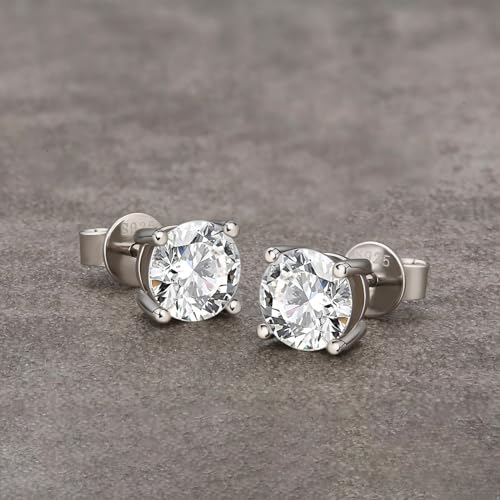 5 Pairs Cubic Zirconia Sterling Silver Stud Earrings for Women,14K Small Gold Plated Tiny Stud Earrings Set for Multiple Piercing Cartilage Hypoallergenic Earrings For Men