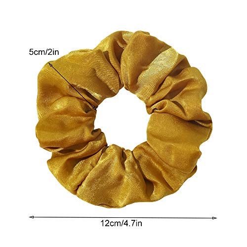Silk Satin Scrunchies Women Hair Ties - Ivyu Big Scrunchy Ponytail Holder No Crease Hair Bands Soft Elastic No Hurt Your Hair for Vsco Girl Women Beige Gray Dard Yellow Light Yellow - color: Beige Gray Dard Yellow Light Yellow
