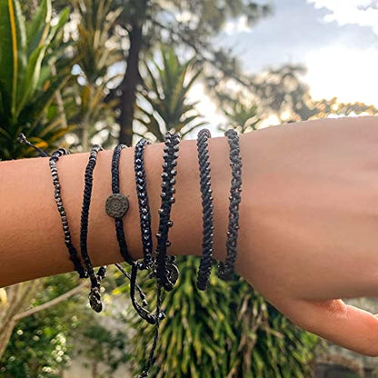Wakami Charm Bracelet Stack Beaded Stackable Bracelets for Women - color: Dark Night | 6.5IN