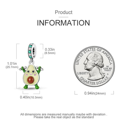 CYCUFF 925 Sterling Silver Charms Suitable for Charm Necklaces, Bracelet Pendants Beads Jewellery Gift for Women - color: Dumbbell Avocado Charm