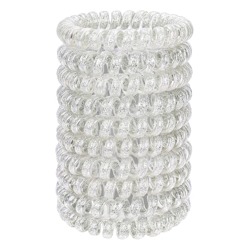 JessLab Spiral Hair Ties for Women, 10-Pack Traceless No-Damage Ponytail Holders, Coils Hair Bands for Girls, Assorted Colors - color: #45