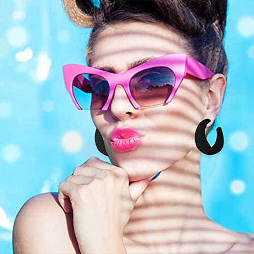Acrylic Resin Earrings 70s 80s Colorful Hoop Earrings C Shape Trendy Chunky Cute Candy Earrings Jewelry for Women - color: Black