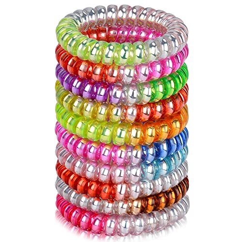 JessLab Spiral Hair Ties for Women, 10-Pack Traceless No-Damage Ponytail Holders, Coils Hair Bands for Girls, Assorted Colors - color: #3