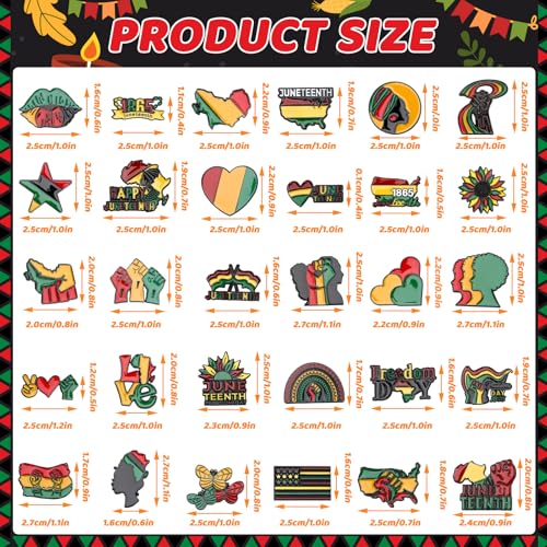 SANNIX 60Pcs Juneteenth Pins, Juneteenth Freedom Day Lapel Pins | Black History Month Badge Pin, African American Button Decor, for Backpacks Clothes Decorations, 30 Styles - style: Juneteenth Pins