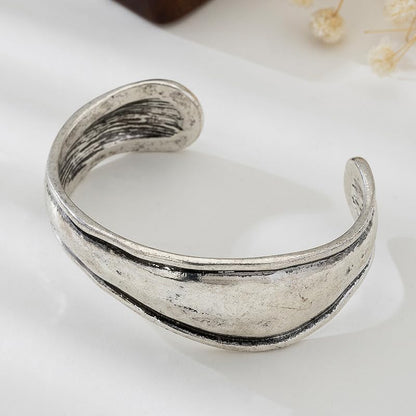 Handmade 925 Sterling Silver Bangle Bracelets For Women Irregular Hammered Cuff Bangles Texture Bangle Bracelets Open Adjustable Cuff Bangles For Women Wide Band Bangles Simple Statement Bangle Gifts - color: C
