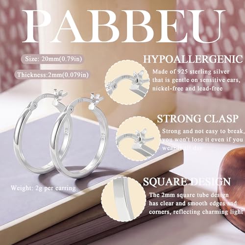 925 Sterling Silver Hoop Earrings Silver Hoops Earring Large Hoop Earrings | Jewelry for Her Gift Large Silver Hoop Earrings Hypoallergenic Thin Hoop Earring for Women Sensitive Ears 20/30/40/50/60/70mm - color: 20mm Silver