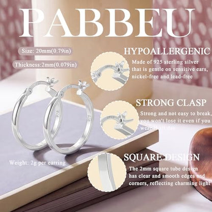 925 Sterling Silver Hoop Earrings Silver Hoops Earring Large Hoop Earrings | Jewelry for Her Gift Large Silver Hoop Earrings Hypoallergenic Thin Hoop Earring for Women Sensitive Ears 20/30/40/50/60/70mm - color: 20mm Silver