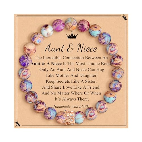 JoycuFF Woman Birthday Gifts Idea Friendship Gifts For Women Best Friends Besties Aunt Female Mom Daughter Granddaughter Gf Anniversary Christmas Graduation Healing Stone Crown Gifts For Her - style: 1.Aunt&Niece Gifts-Colorful Imperial Jasper