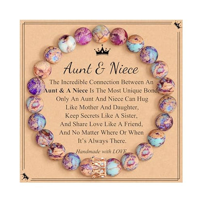 JoycuFF Woman Birthday Gifts Idea Friendship Gifts For Women Best Friends Besties Aunt Female Mom Daughter Granddaughter Gf Anniversary Christmas Graduation Healing Stone Crown Gifts For Her - style: 1.Aunt&Niece Gifts-Colorful Imperial Jasper