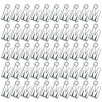 50pcs English Alphabet Pendant: Diy Jewelry Making Accessories for Necklace Bracelet (antique Silver)