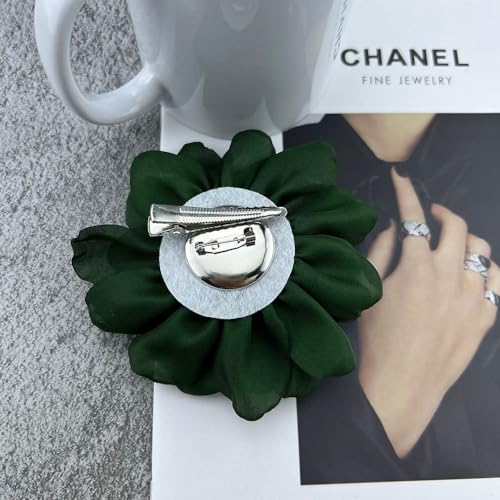 Dainty Fabric Rose Flower Large Brooch Lapel Pins Flower Brooches Pin Classic for Wedding Party Dance Banquet for Women Dress Suit Clothes Accessories Jewelry 100mm - color: Dark Green