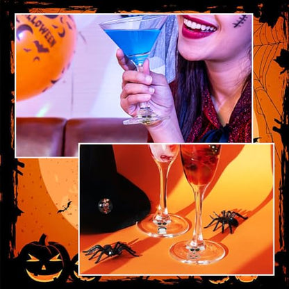 SUNNYCLUE 12Pcs Halloween Wine Glass Markers - Silver Drink Identifiers for Gathering, Holiday Gifts & Party Favors - style: 12 Sets Silver Tone Halloween Drink Identifiers & Upgraded Gift Box