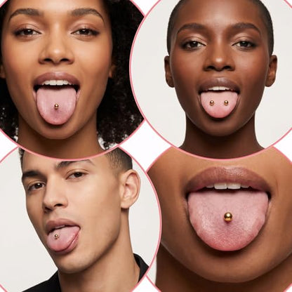 Gold Tongue Ring, 8Pcs 14G Stainless Steel Straight Nipple Barbells | Short Long Tongue Rings Gold Bridge Piercing Jewelry for Women Men, 12/14/16/18mm