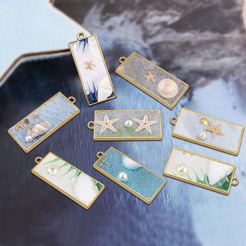 50pcs Open Bezel for Jewelry Making,Open Back Bezel Pendants Hollow Frame Pendants Opens Bezels Trays Rectangle Pendant for Resin Casting Necklaces Earrings Making Supplies DIY Crafts Supplies(K Gold) - color: K Gold;Rectangle;Style A