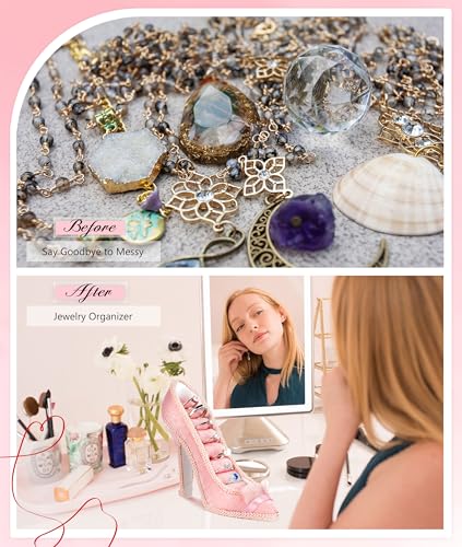 Jewelry Display Stand, Earring Necklace Ring Holder, Model Dress High heeled Shoes Earring Necklace Ring Jewelry Holder Stand Display (Purple) - color: Purple